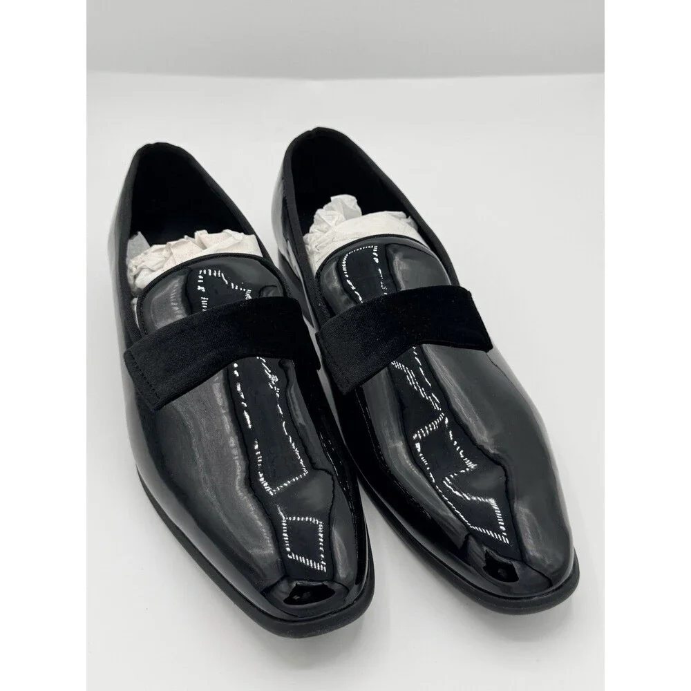 Alfani Shoes Mens Size 10.5 Black Patent WESTFIELDDP‎ Slip On Dress Loafers